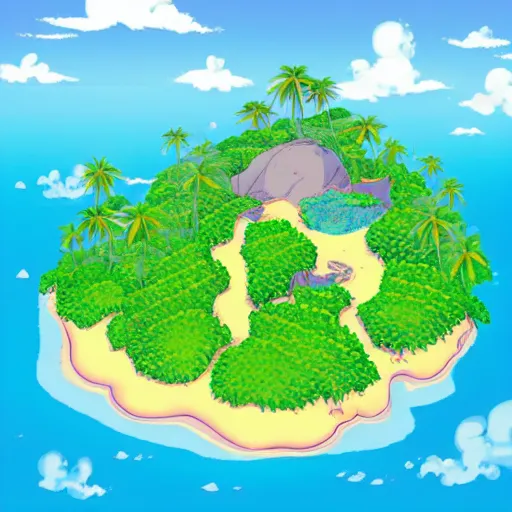 Prompt: beautiful isometric tropical island by Studio Ghibli, cinematic sunrise lighting, stunning waves, hyper realistic award winning photography