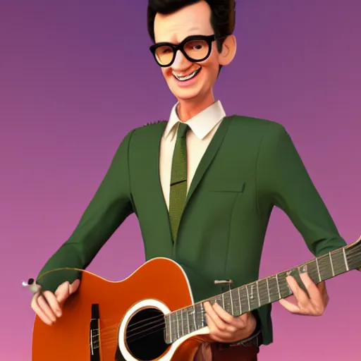 Prompt: Buddy Holly dressed as Hugh Neutron, realistic, hyperrealistic, 8k resolution, highly detailed, digital art, 3D render, studio lighting, dramatic lighting