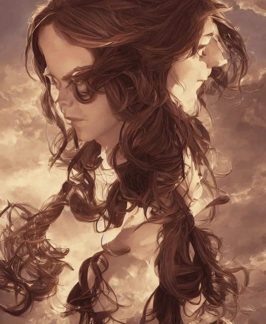 Image similar to Emma Watson tuning into a mare, Animorphs cover, intricate, elegant, highly detailed, digital painting, artstation, concept art, smooth, sharp focus, illustration, art by artgerm and greg rutkowski and alphonse mucha and maya takamura and Hitomi Isono