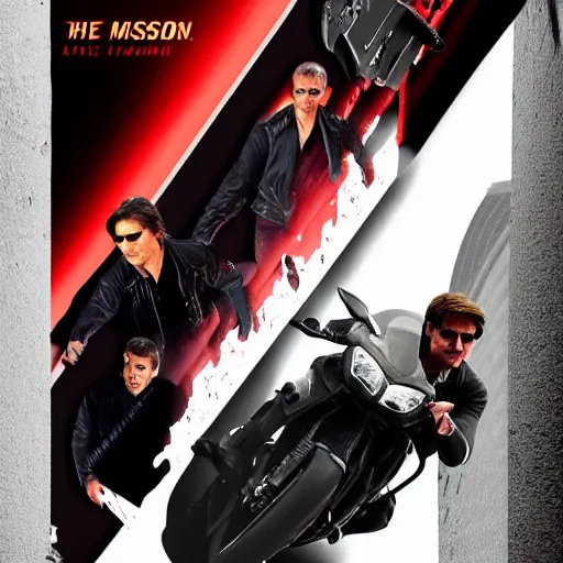 Image similar to tom cruise mission impossible movie poster concept