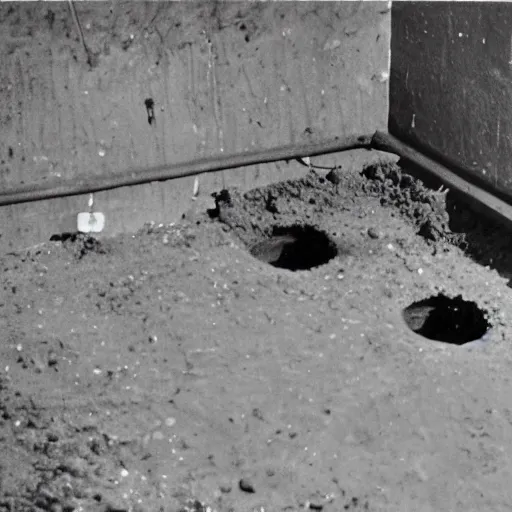 Prompt: Photograph of borehole dug out in the floor of an office cubicle adorned with small effigies