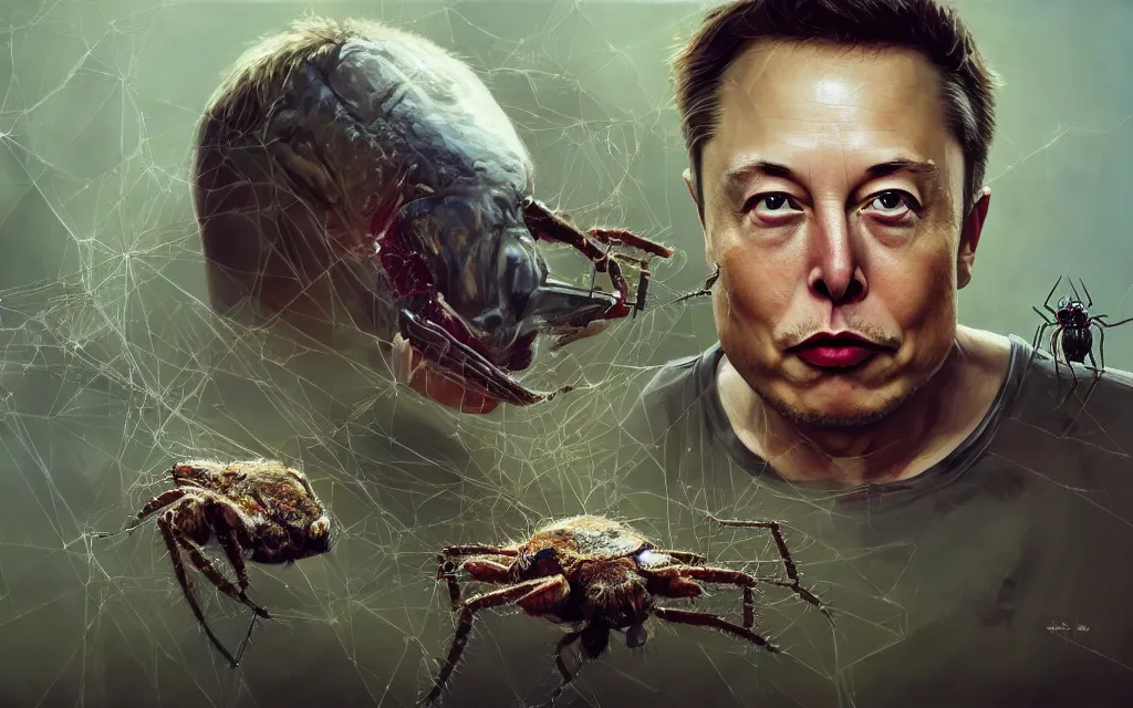 Prompt: elon musk eating spiders, oil on canvas, intricate, portrait, 8 k highly professionally detailed, hdr, cgsociety, sharp focus, artstation, vibrant, cinematic