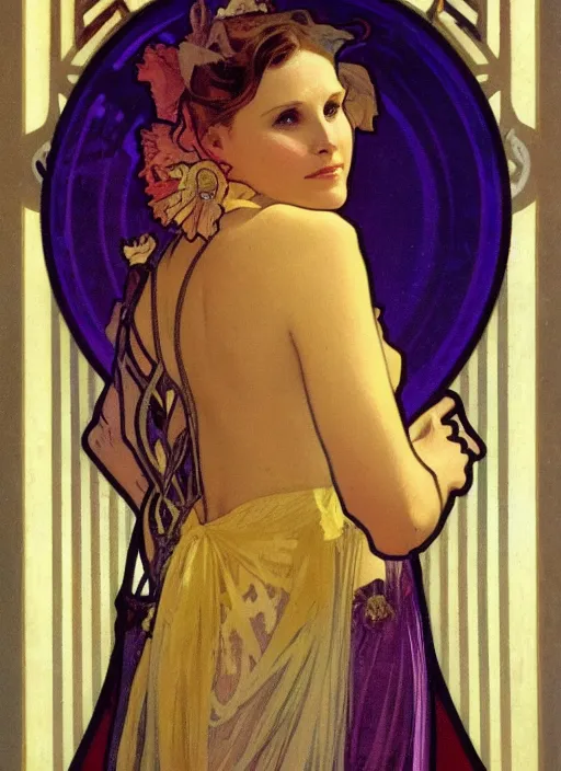 Image similar to portrait of kristen bell by alphonse mucha