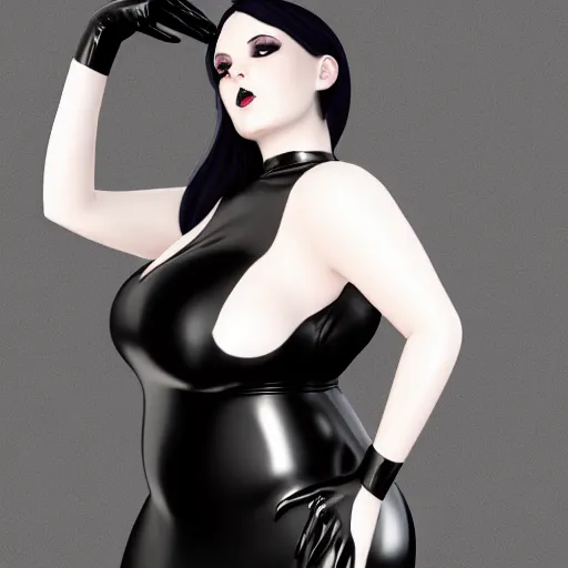 Prompt: portrait of a curvy feminine pale goth cutie in a modest intricate latex-leather-rubber tight neck-high dress, with a thin waist, rubber stockings, cgsociety, photorealistic, sublime-comfy-elegant ambience, 16k, smooth, sharp focus, trending on ArtStation, volumetric lighting, fully clothed, worksafe