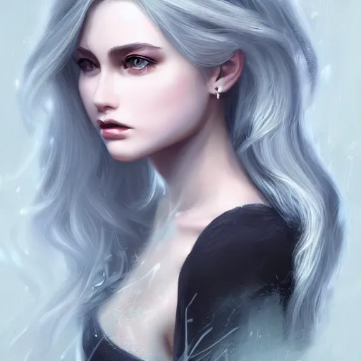 Prompt: teen girl, silver hair, gorgeous, amazing, elegant, intricate, highly detailed, digital painting, artstation, concept art, sharp focus, illustration, art by Ross tran