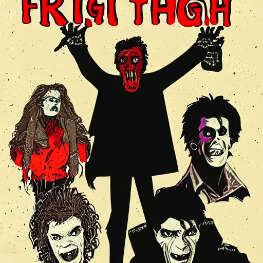 Prompt: Fright night inspired art, 1980s horror movie, illustration