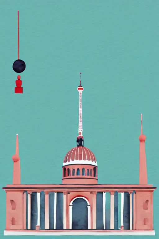 Prompt: minimalist watercolor art of berlin, illustration, vector art