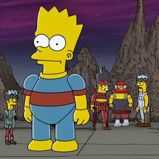 Image similar to futurama meets simpsons in berserk anime drawn by kentaro miura