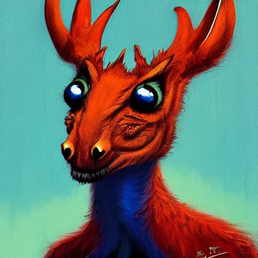 Image similar to a dik dik monster colorful, digital art, fantasy, magic, trending on artstation, ultra detailed, professional illustration by Basil Gogos