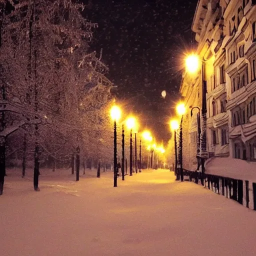 Prompt: depressive russian city winter night,