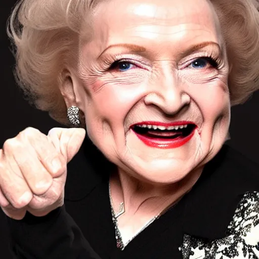 Image similar to betty white crossing fingers for luck