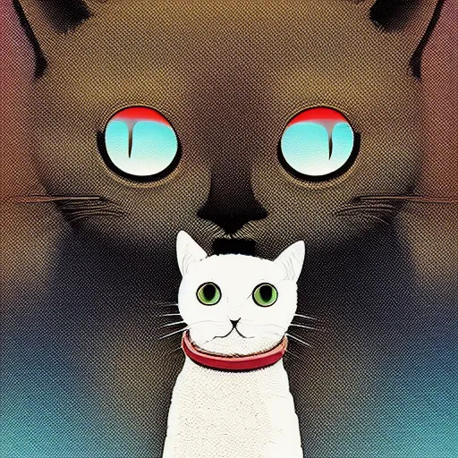 Image similar to a cat in tokyo by inio asano, beeple and james jean, aya takano color style, 4 k, super detailed, modern, 4 k, symmetrical