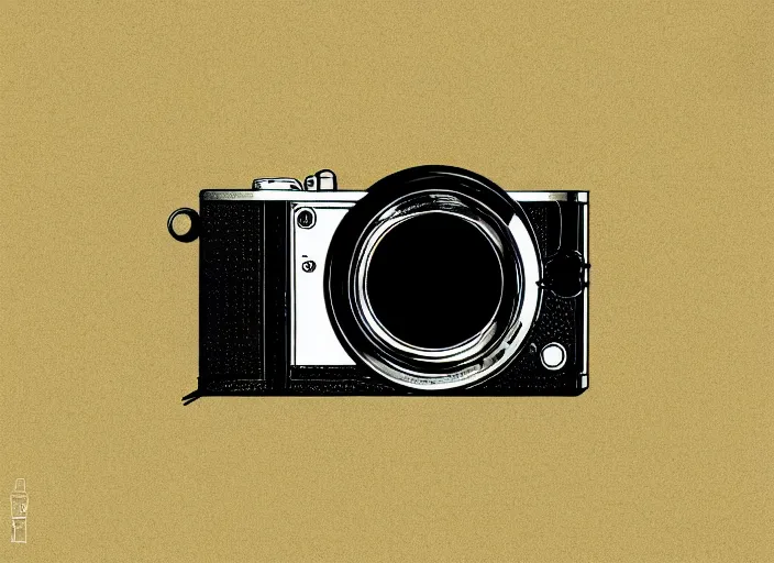 Prompt: modern camera designed by Dieter Rams, front view, photoshop concept, digital art, illustration