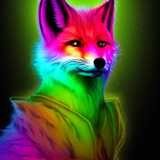 Prompt: digital neon yellow fox, retrowave palette, digital world, highly detailed, electric breeze, anatomically correct vulpine, synth feel, fluffy face, ear floof, flowing fur, super realism, accurate animal imagery, 4 k digital art