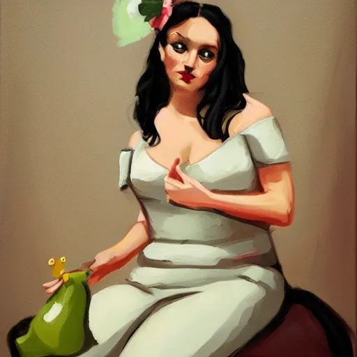 Image similar to hedgehog lady in the style of michael carson