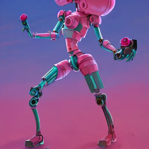 Prompt: flowerpunk robot, minimalist, behance hd by jesper ejsing, by rhads, makoto shinkai and lois van baarle, ilya kuvshinov, rossdraws global illumination