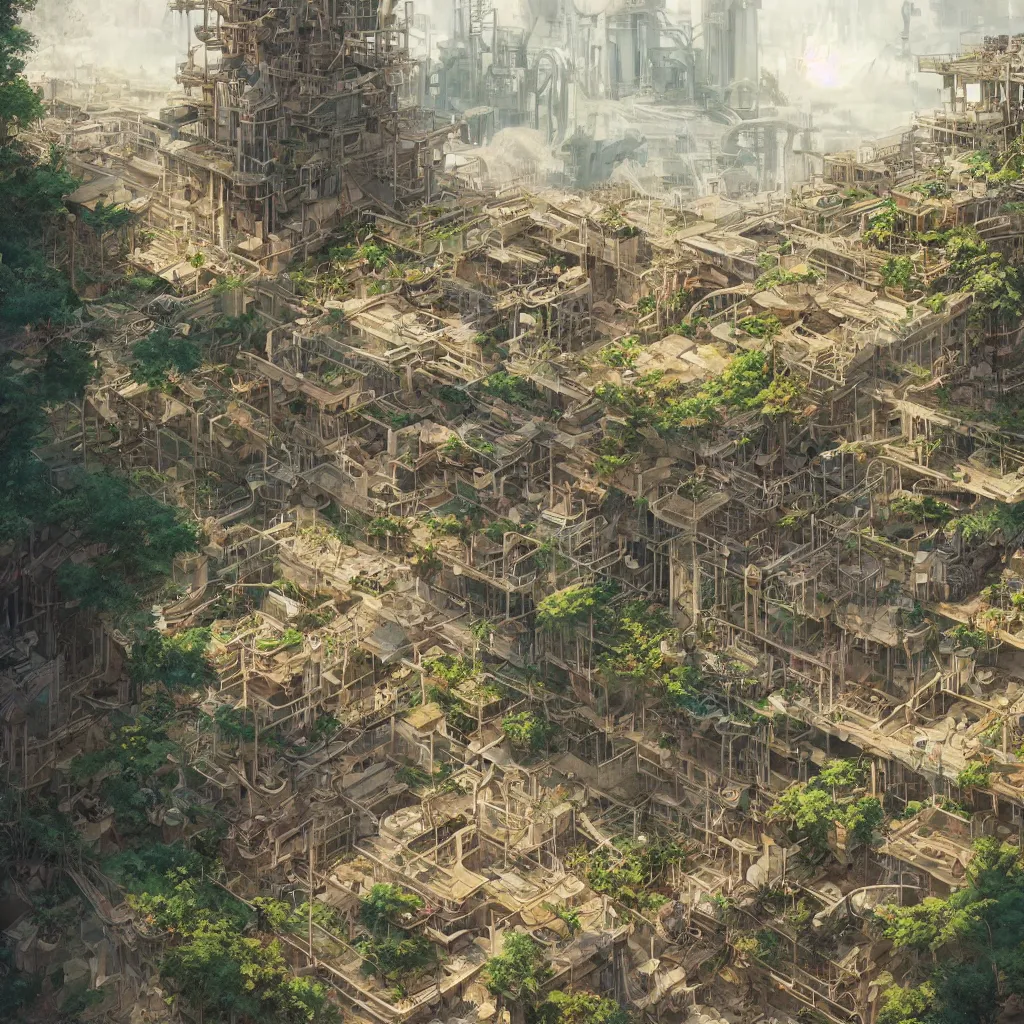 Prompt: cartoon manga anime render of a strikingly architecture, an intricate bioremediation plant, rossdraws, artgerm, norman rockwell, emiliano ponzi, epic composition, hd, octane, unreal engine, volumetric lighting, light rays, masterpiece, award - winning