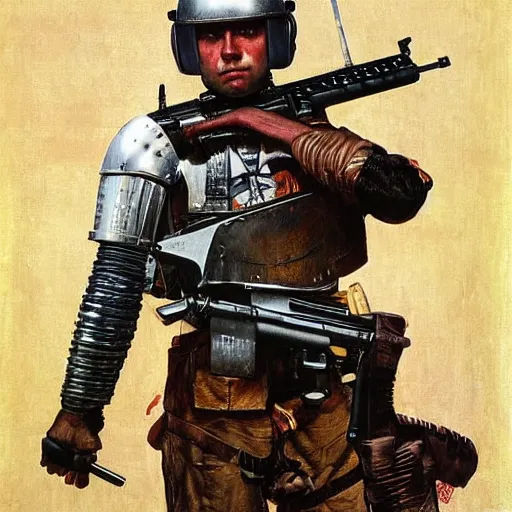 Prompt: portrait of a knight with an ar - 1 5, by norman rockwell