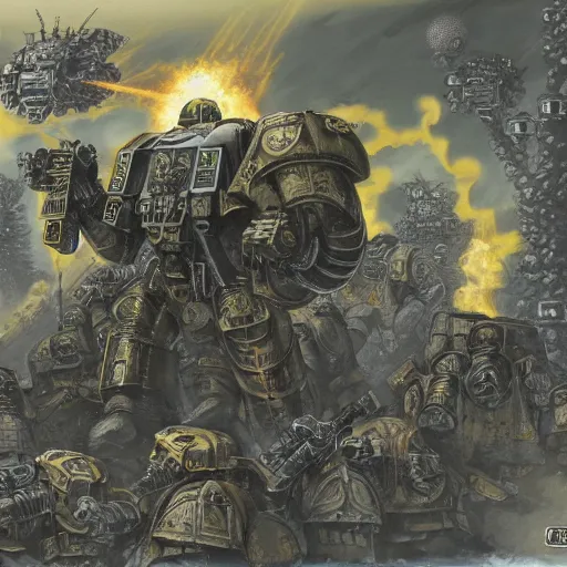 Image similar to cadia fell before the guard did, warhammer 4 0 k art, epic craig mullens