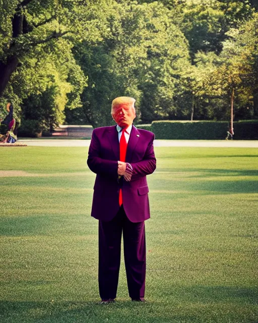 Prompt: award winning 5 5 mm portrait photo of trump as songoku, in a park. rule of thirds.