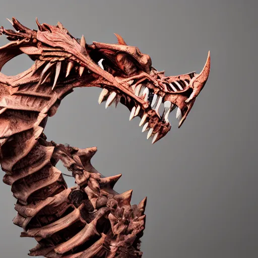 Image similar to dragon skeleton, studio photography, 4 k