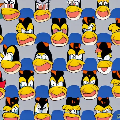 Image similar to daffy duck disney character, symmetrical portrait, duck face, duck bill, disney cartoon portrait