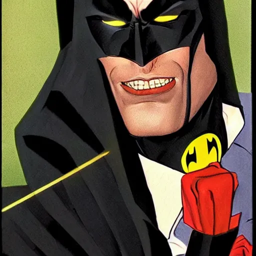 Image similar to kevin conroy dressed as batman , highly detailed illustration, portrait painting by Norman Rockwell