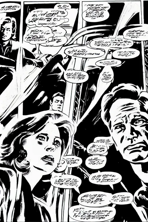 Image similar to A panel from the X-Files comic, by Jack Kirby (1968)