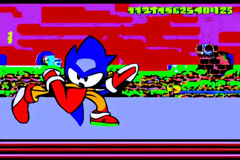 Prompt: Sans frome Undertale in Sonic the Hedgehog, Sega Genesis, CRT Footage