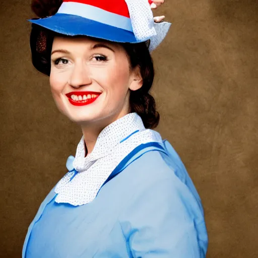 Image similar to professional photo of dairy poppins, mary poppins as a milkmaid