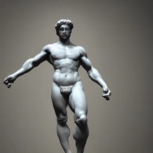 Prompt: unreal engine hyperreallistic render 8k marble statue of hercules vaporwave background