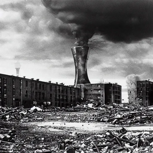 Image similar to university campus after a nuclear attack, circa 1 9 4 5, hd, award - winning