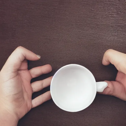 Image similar to one hand holding a cup handle