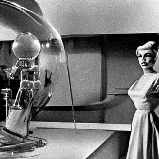 Image similar to scene from a 1960 science fiction film