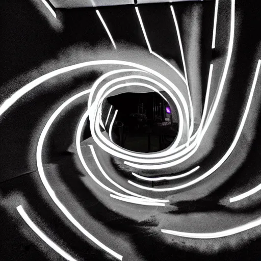 Prompt: endless spiral of time, photorealism, light art, lightpainting