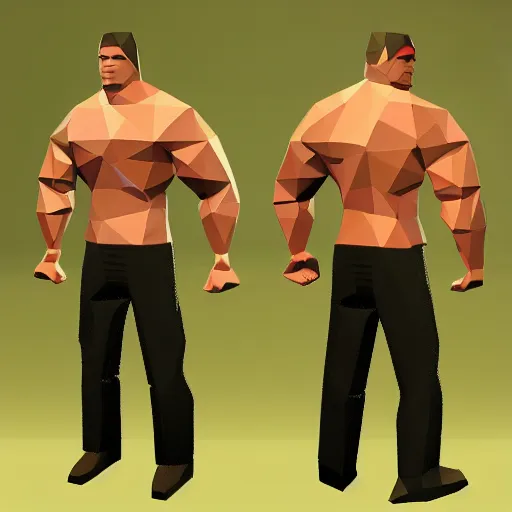 Prompt: Low poly John Cena Tombraider for the PS1 style graphics