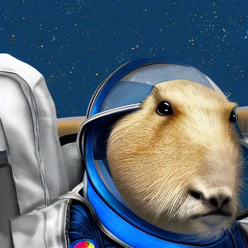 Prompt: a capybara astronaut, digital art