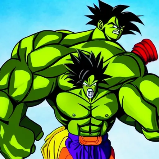 Prompt: broly and hulk