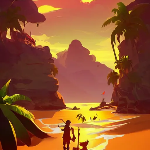 Image similar to painting treasure on sea of thieves game smooth median photoshop filter cutout vector, behance hd by jesper ejsing, by rhads, makoto shinkai and lois van baarle, ilya kuvshinov, rossdraws global illumination