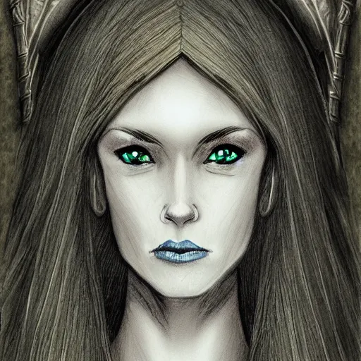 Prompt: a realistic portrait of a female elven wizard, in the style of Elfquest