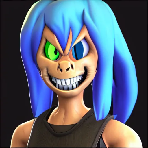 Image similar to 3D render of Undyne from the game Undertale