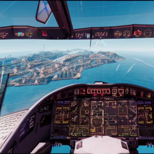 Image similar to microsoft flight simulator for cyberpunk 2077.