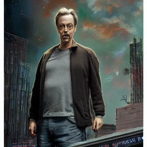 Image similar to hyperrealistic mixed media high resolution painting of a Steve Buscemi in Total Recall, stunning 3d render inspired art by István Sándorfi and Greg Rutkowski and Unreal Engine, perfect symmetry, dim volumetric lighting, 8k octane beautifully detailed render, post-processing, extremely hyper-detailed, intricate, epic composition, highly detailed attributes, highly detailed atmosphere, cinematic lighting, masterpiece, trending on artstation, very very detailed, masterpiece, stunning, flawless structure, lifelike texture, perfection,