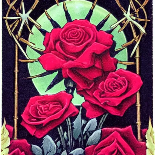 Prompt: the death tarot card, sacred rose
