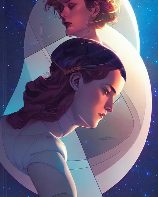 Prompt: artgerm, joshua middleton comic cover art, space castle, science fiction, chiral lighting