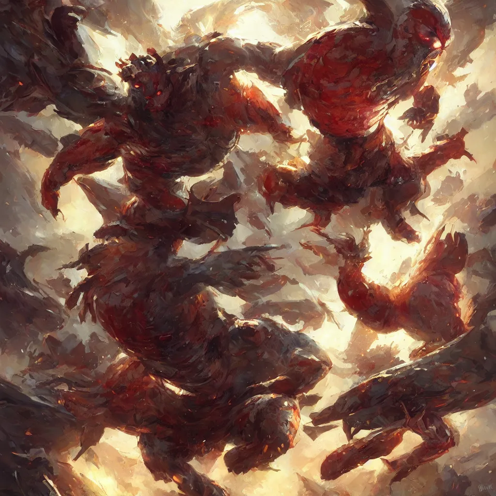 Image similar to super power, chicken, overdetailed art, by greg rutkowski, magic