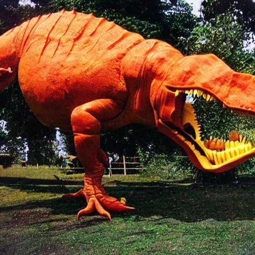 Prompt: dinosaur made of mango skin, 9 0 s kodak photo