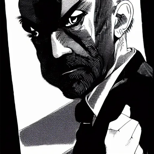 Image similar to Ben Bernanke looking sinister, by Tsutomu Nihei, highly detailed