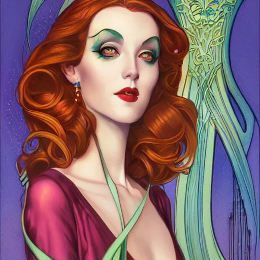 Image similar to an art nouveau streamline moderne portrait in the style of anna dittmann and charles dulac and donato giancola.