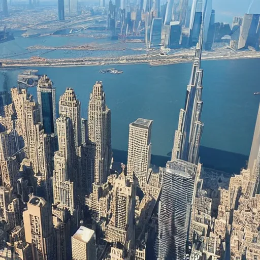 Prompt: view of New York from the Burj Dubaï